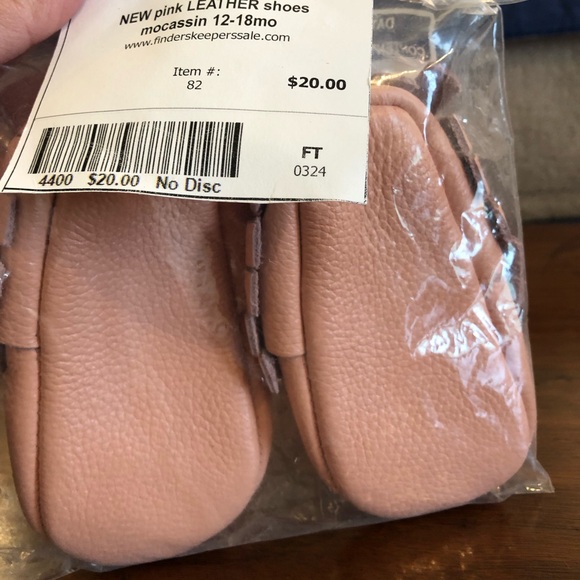 NEW LEATHER pink moccasins size 12-18 month - Picture 2 of 2